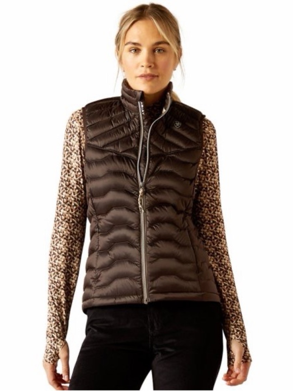 Ariat Ideal Down Vest Quilted Vest Dark Brown Size XS